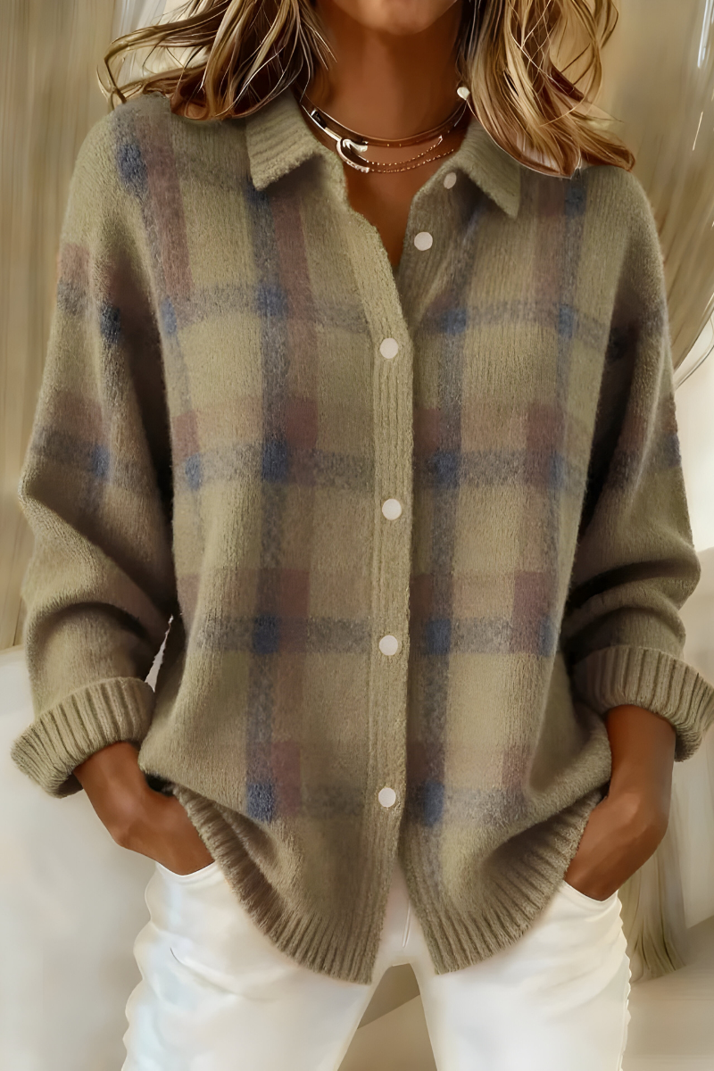 Anna™ | Cardigan in Morbido Maglione a Quadri