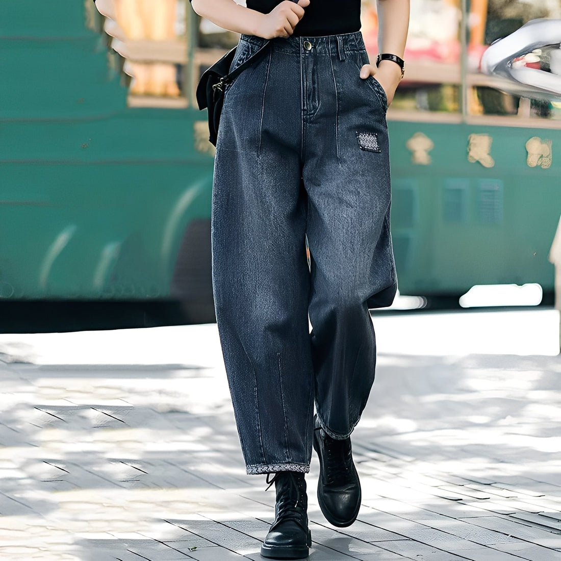 Shirlee - Eleganti pantaloni di jeans a vita alta per donne