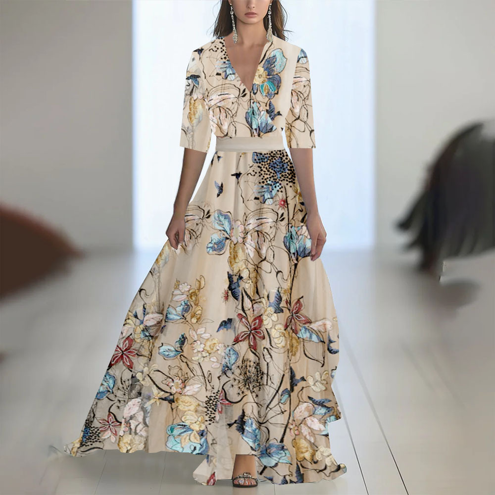 Cherise - Fashionable long dress with floral print