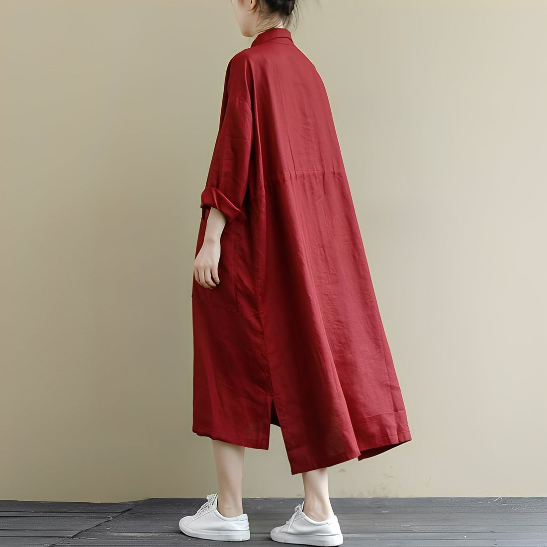 Chelsie - Maxiabito oversize con bottoni per donne