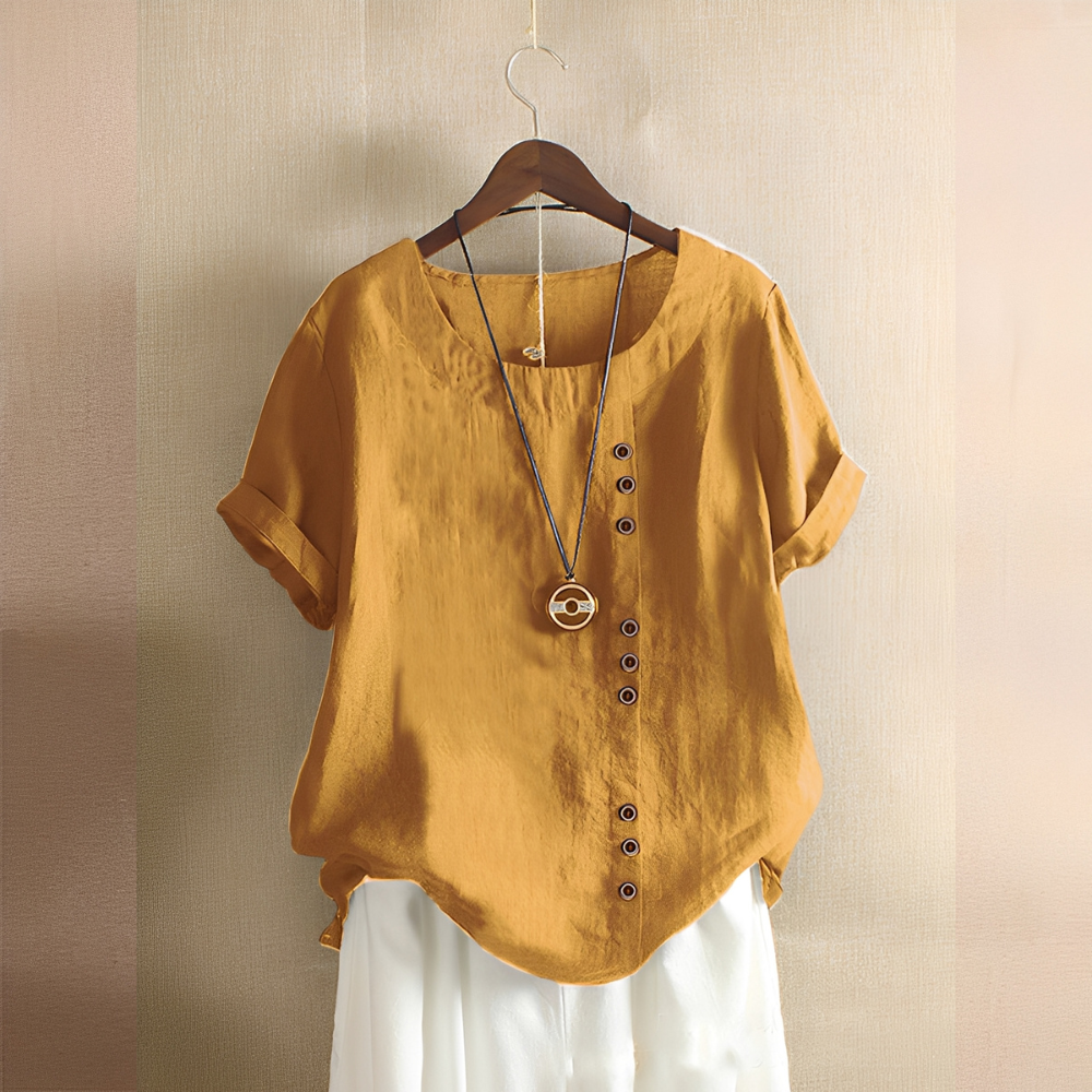 Corrine - Classica blusa in lino a vestibilità ampia per donne