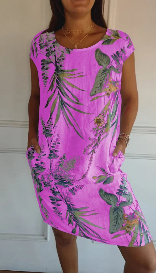 Britt – Printed dress with round neck