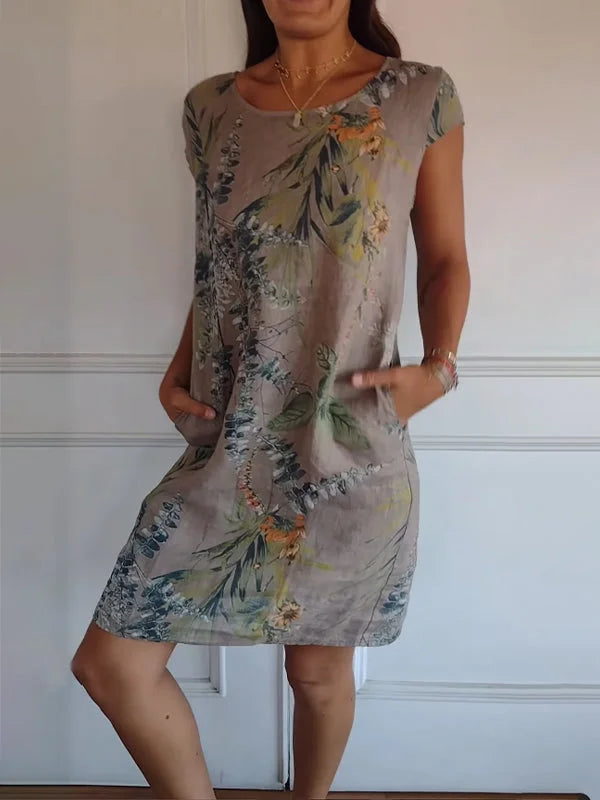 Britt – Printed dress with round neck