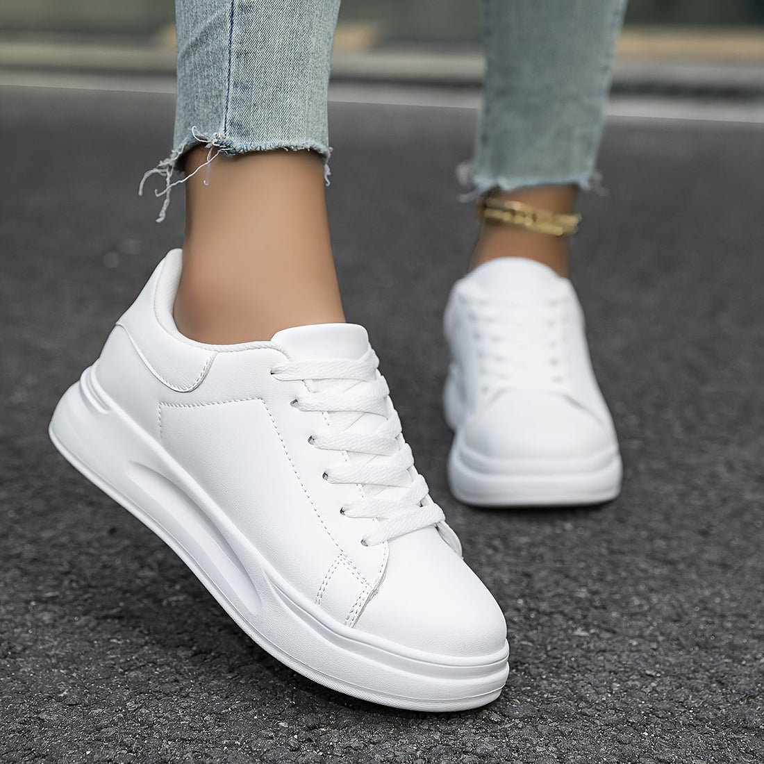 Layla - Sneaker in Pelle Bianca Donna per Stile Quotidiano