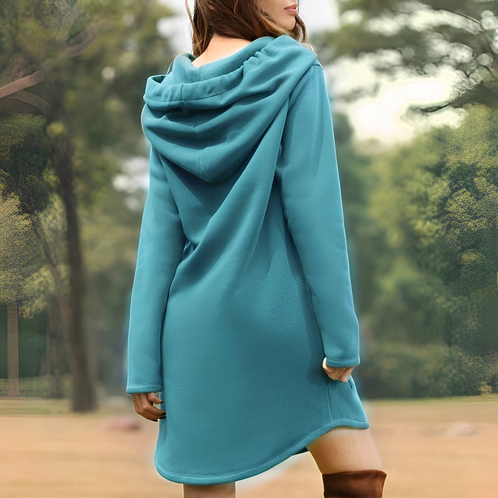 Glenna - Women's Long-Sleeve Hoodie Dress