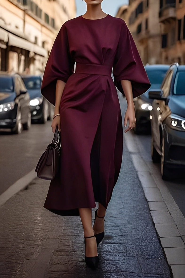 Nicole - Stiloso Midikleid con Maniche a Lanterna per Donne