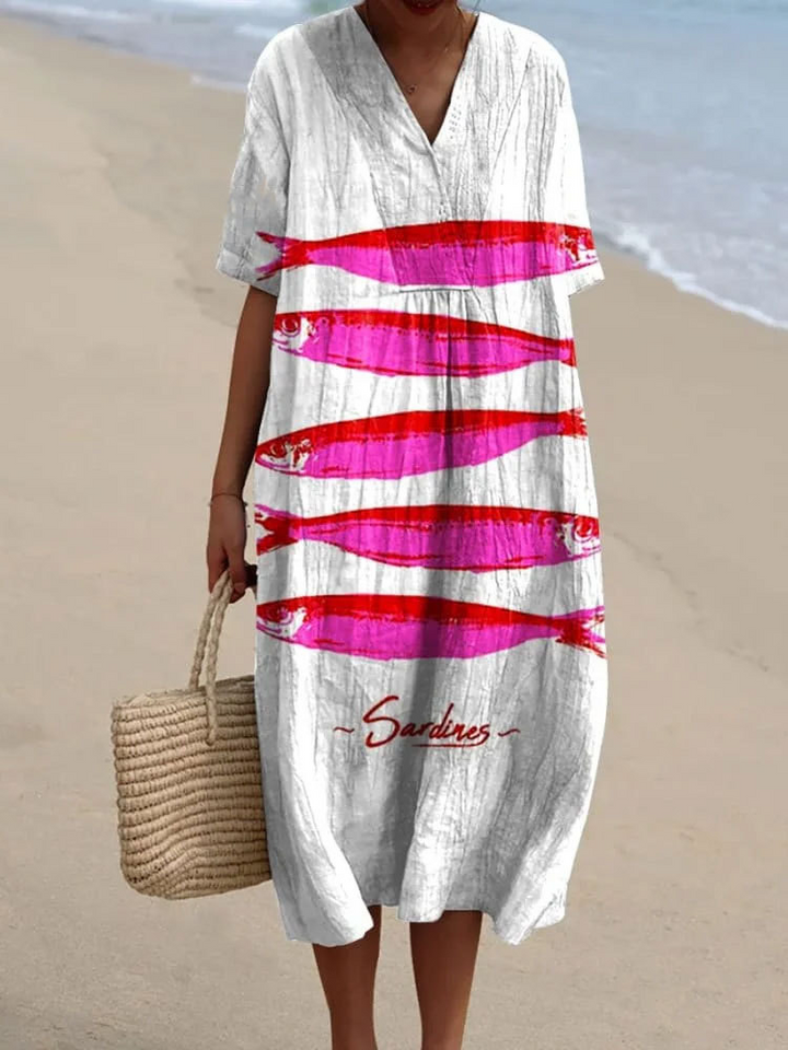 Kasandra - Flowy dress with marine print