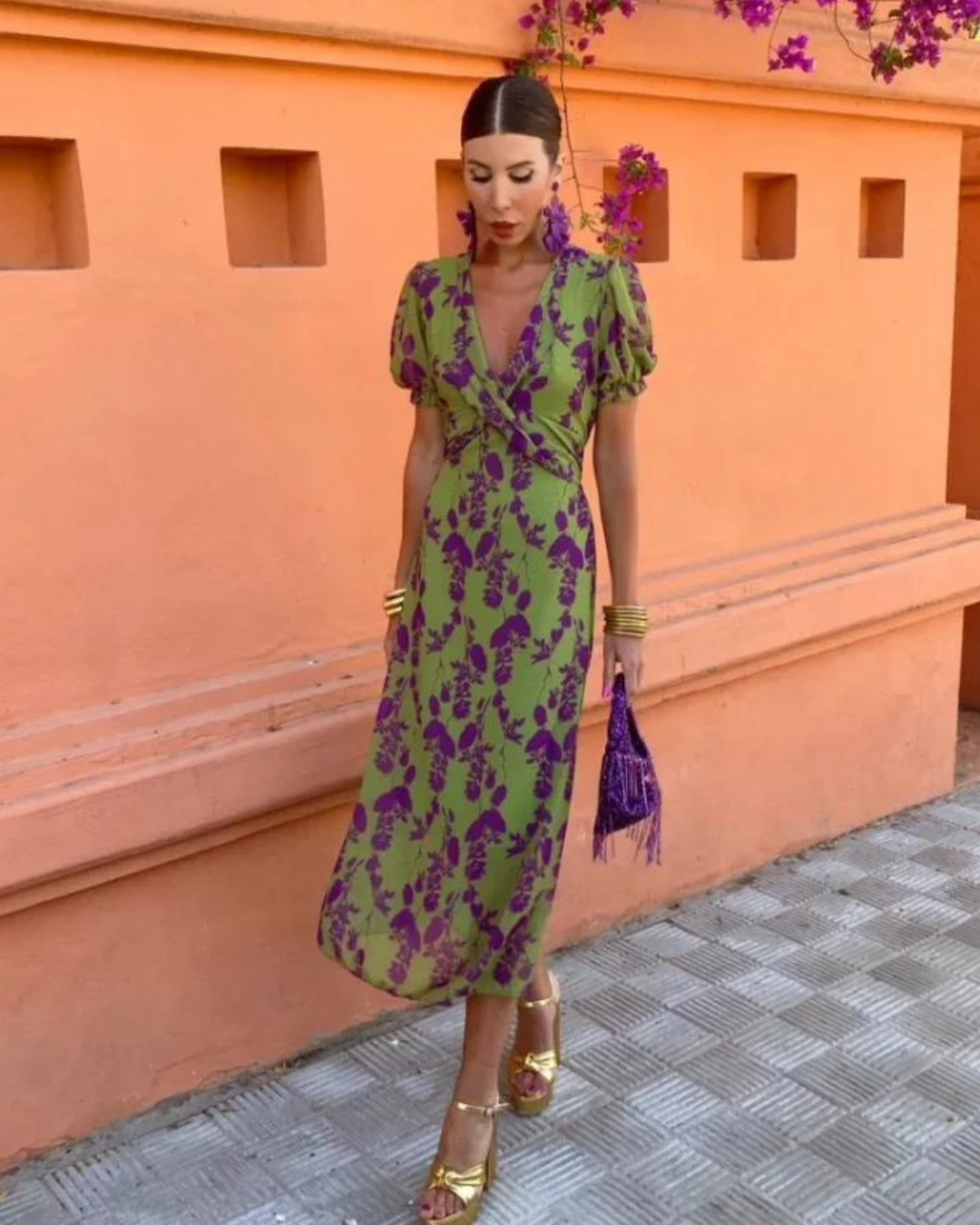Twisted V-Neck Dress