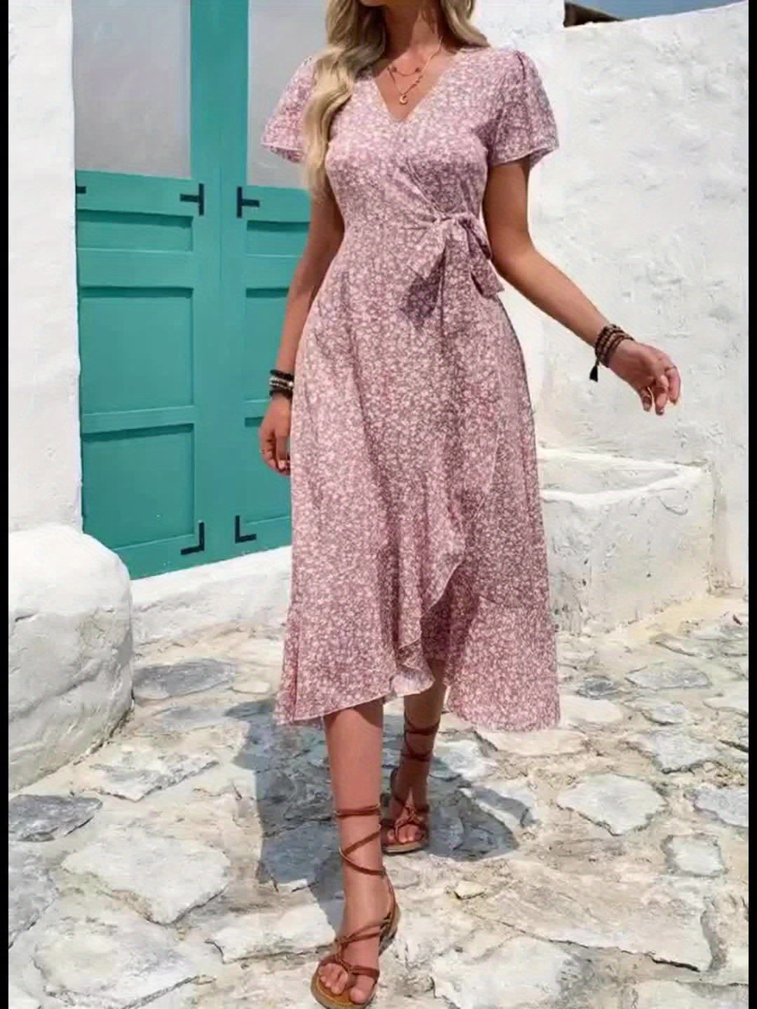 Alessandra™ – Vestito Lungo Floreale a Portafoglio