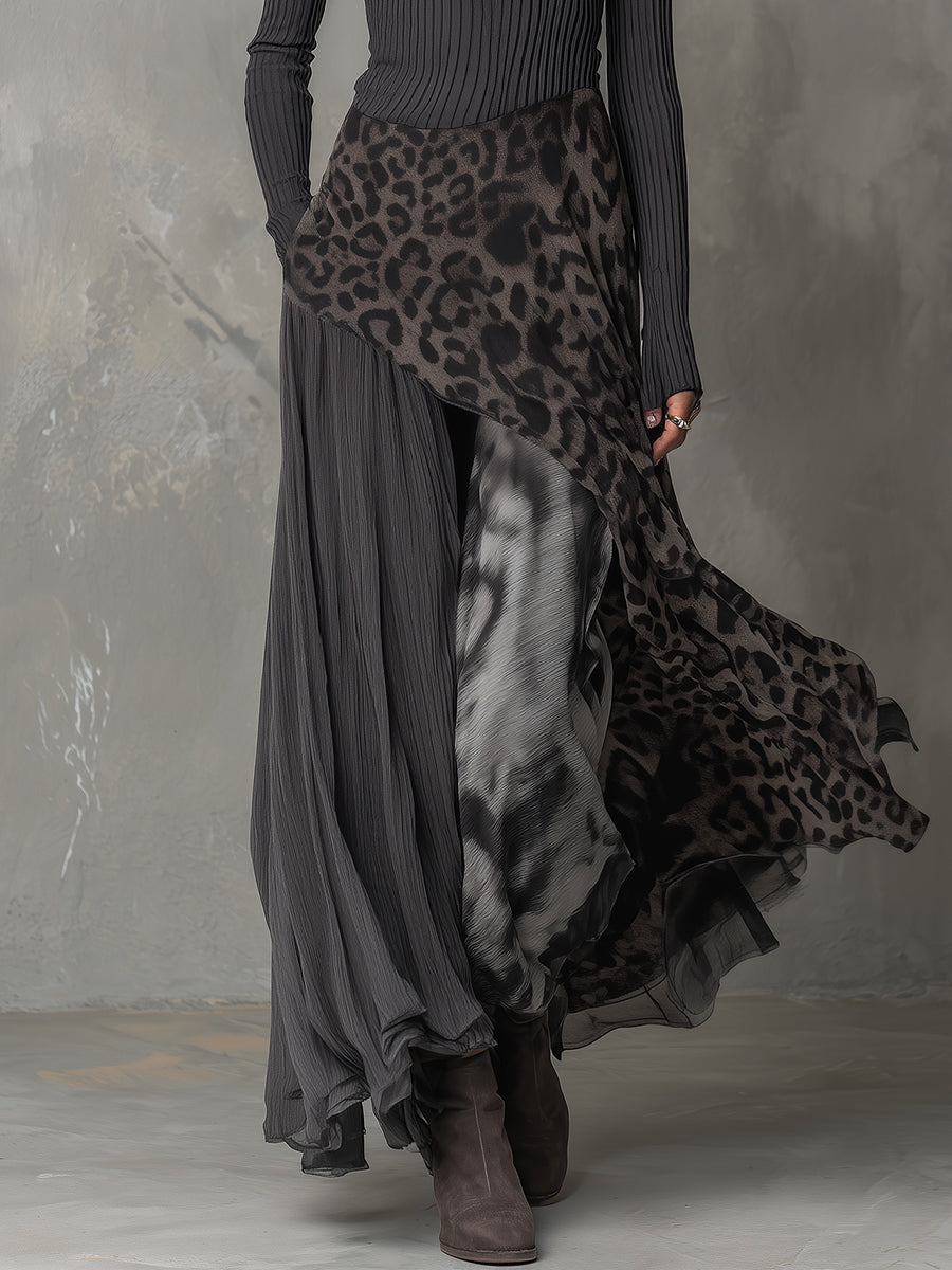 Carmen | Abito maxi boho con stampa leopardata