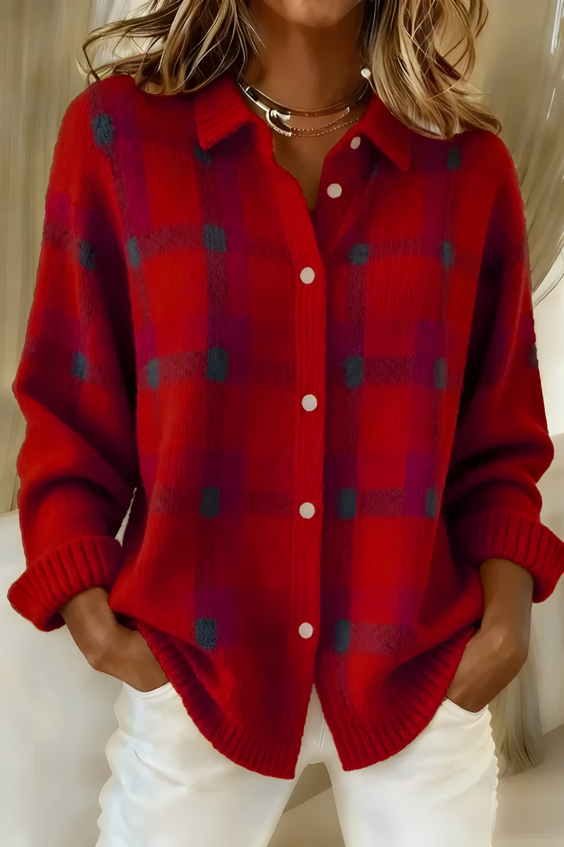 Anna™ | Cardigan in Morbido Maglione a Quadri
