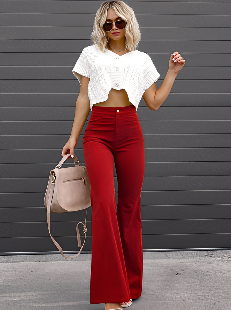 Deziree - Women's High-Waisted Casual Flared Trousers