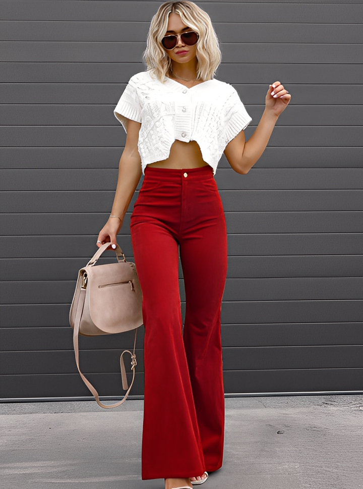 Deziree - Women's High-Waisted Casual Flared Trousers