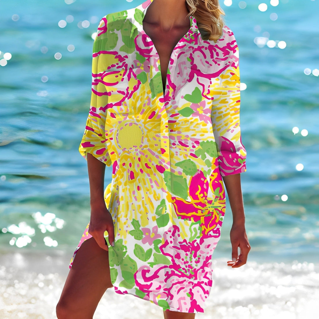 Hollie - Classic printed shirt dress for women