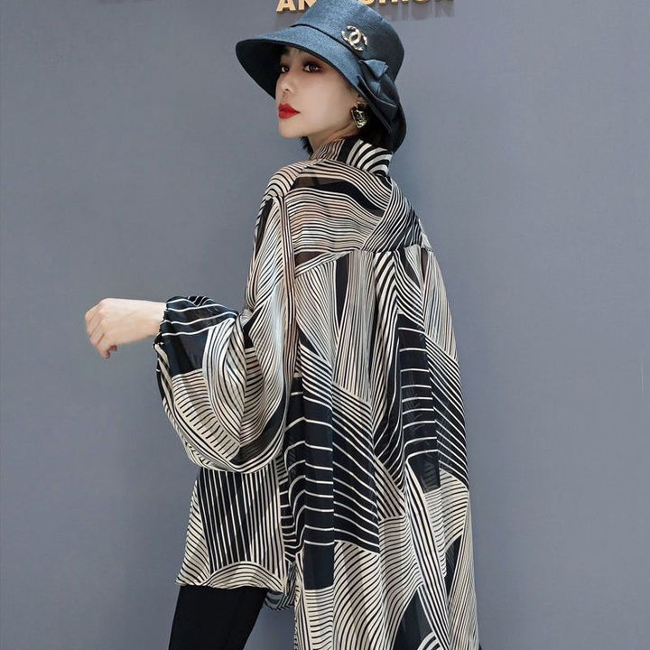 Hazel - Elegante blusa di chiffon con taglio asimmetrico per donne