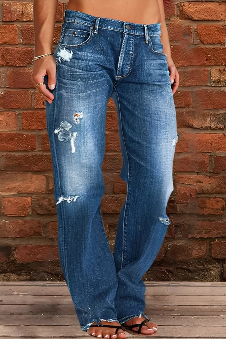 Demetria - Classiche Jeans Lavati a Vita Bassa per Donne