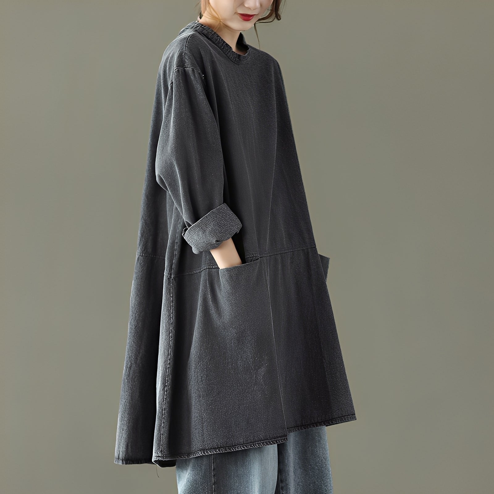 Valerie - Casual Denim Maxi Dress with Pockets for Women