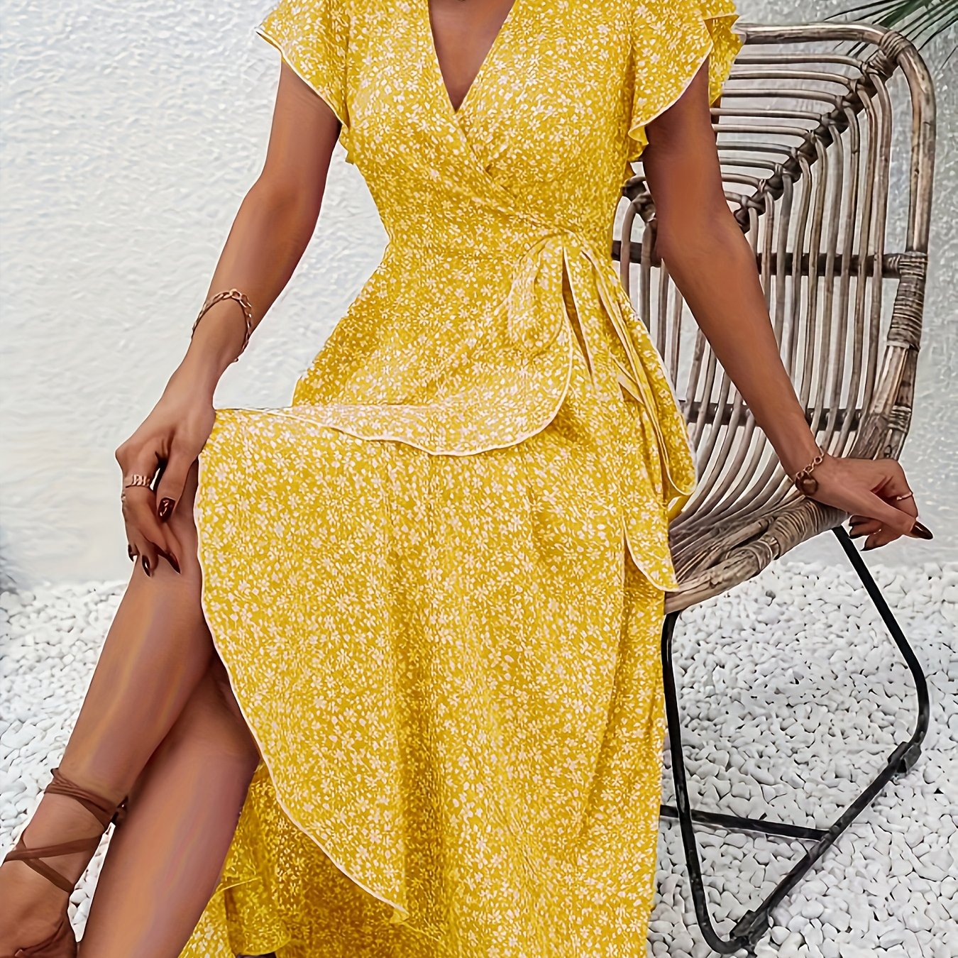 Alessandra™ – Vestito Lungo Floreale a Portafoglio