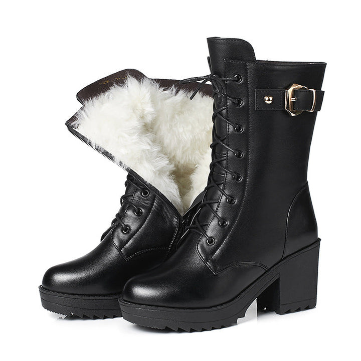 Claudia - Classic black leather winter boots