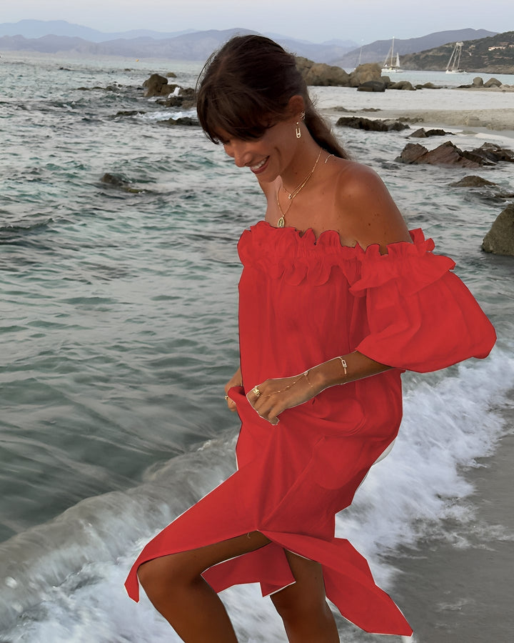 Patrice - Women's Slit and Off-Shoulder Dress