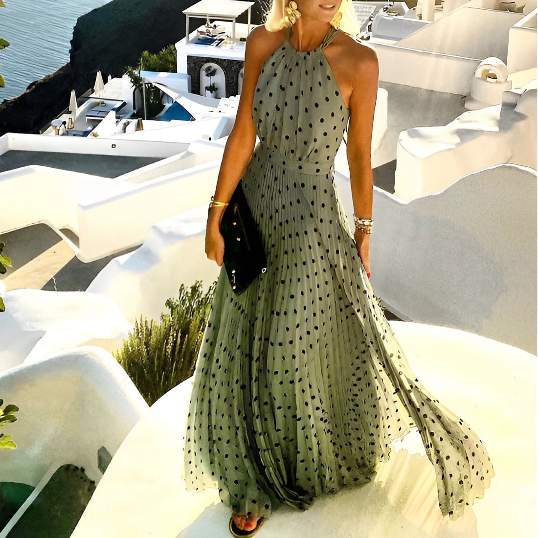 Valorie - Abito Boho plissettato con stampa patchwork per donne