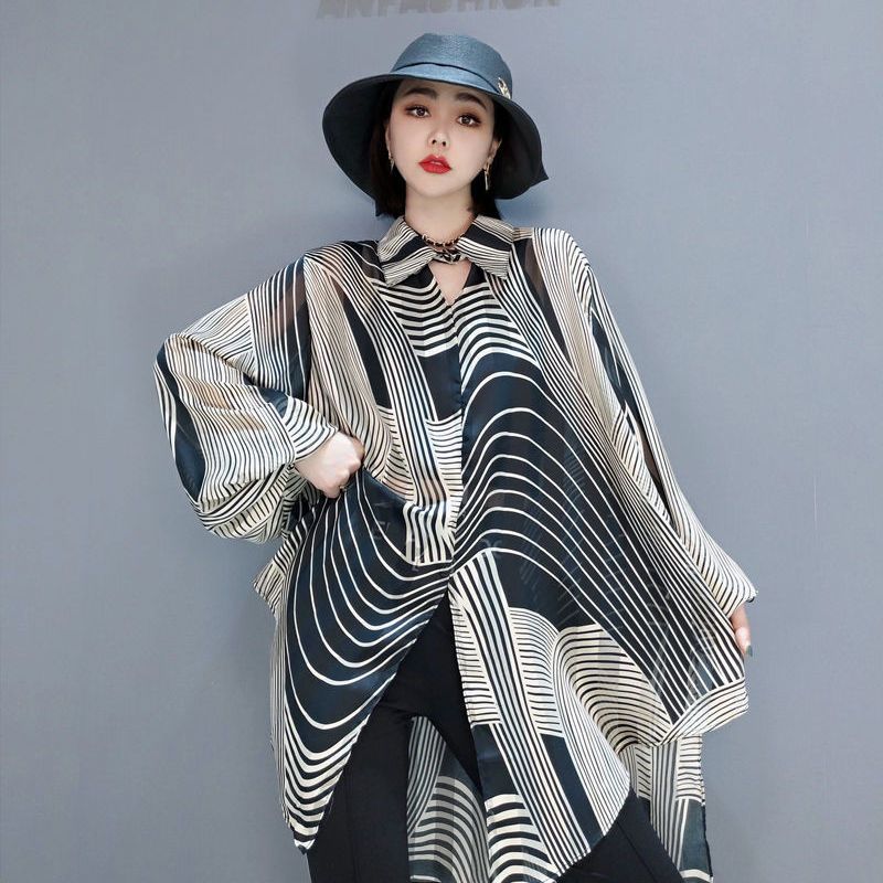 Hazel - Elegante blusa di chiffon con taglio asimmetrico per donne