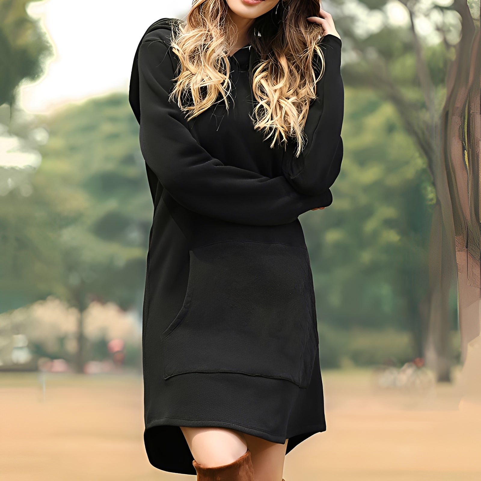 Glenna - Women's Long-Sleeve Hoodie Dress