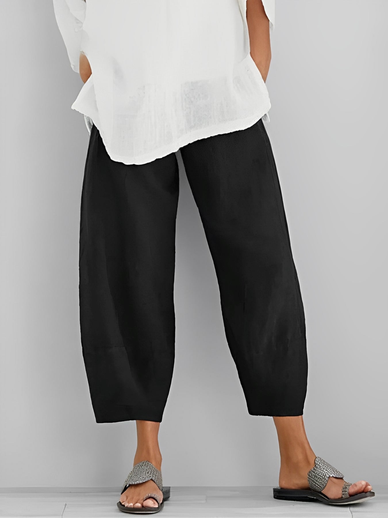 Alethea - Pantaloni larghi in lino dal look casual