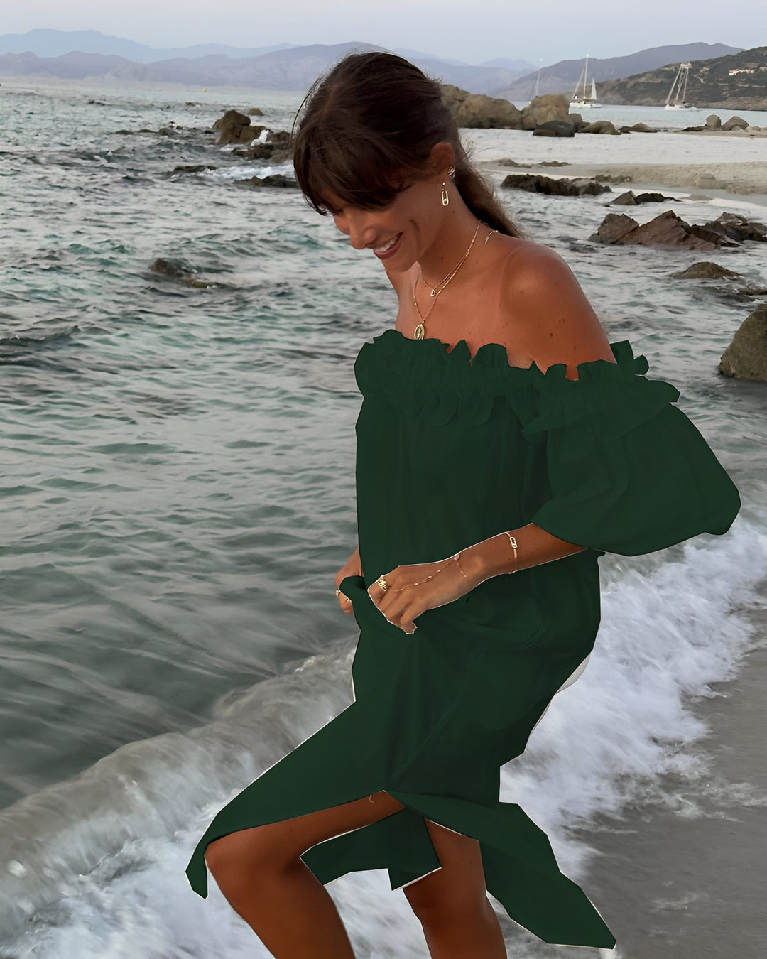 Patrice - Women's Slit and Off-Shoulder Dress
