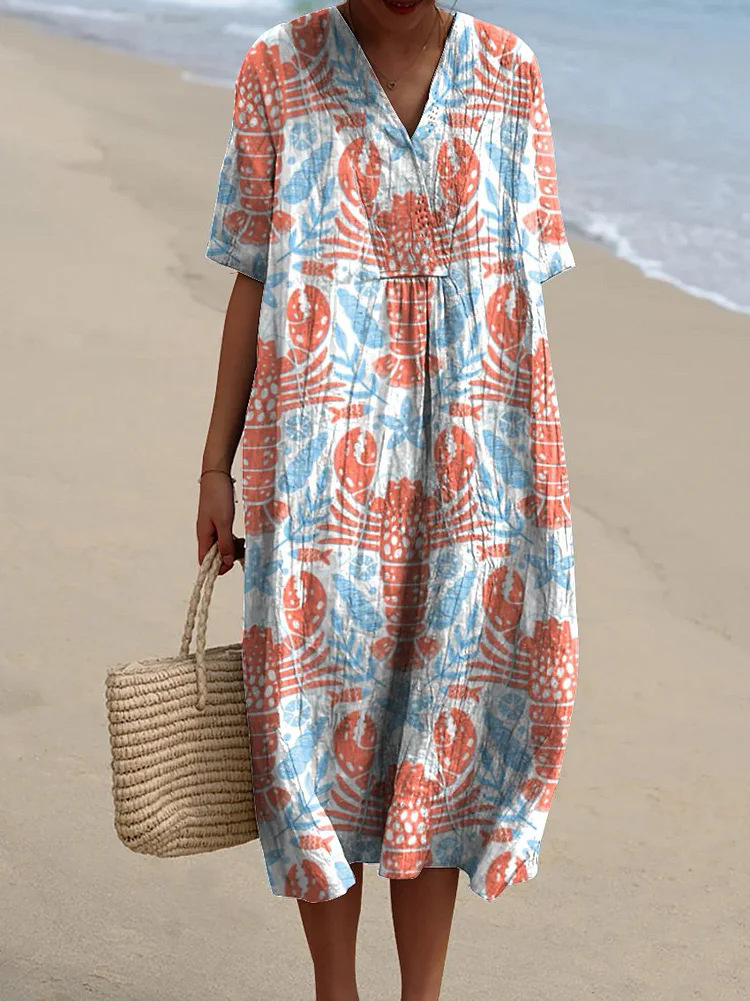 Kasandra - Flowy dress with marine print