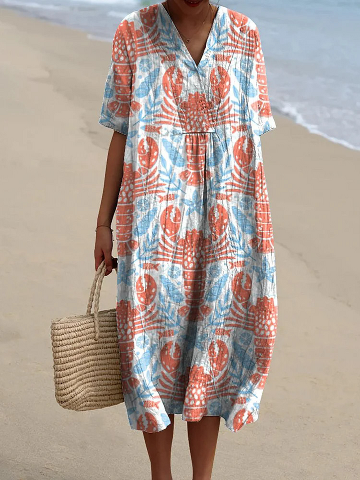 Kasandra - Flowy dress with marine print