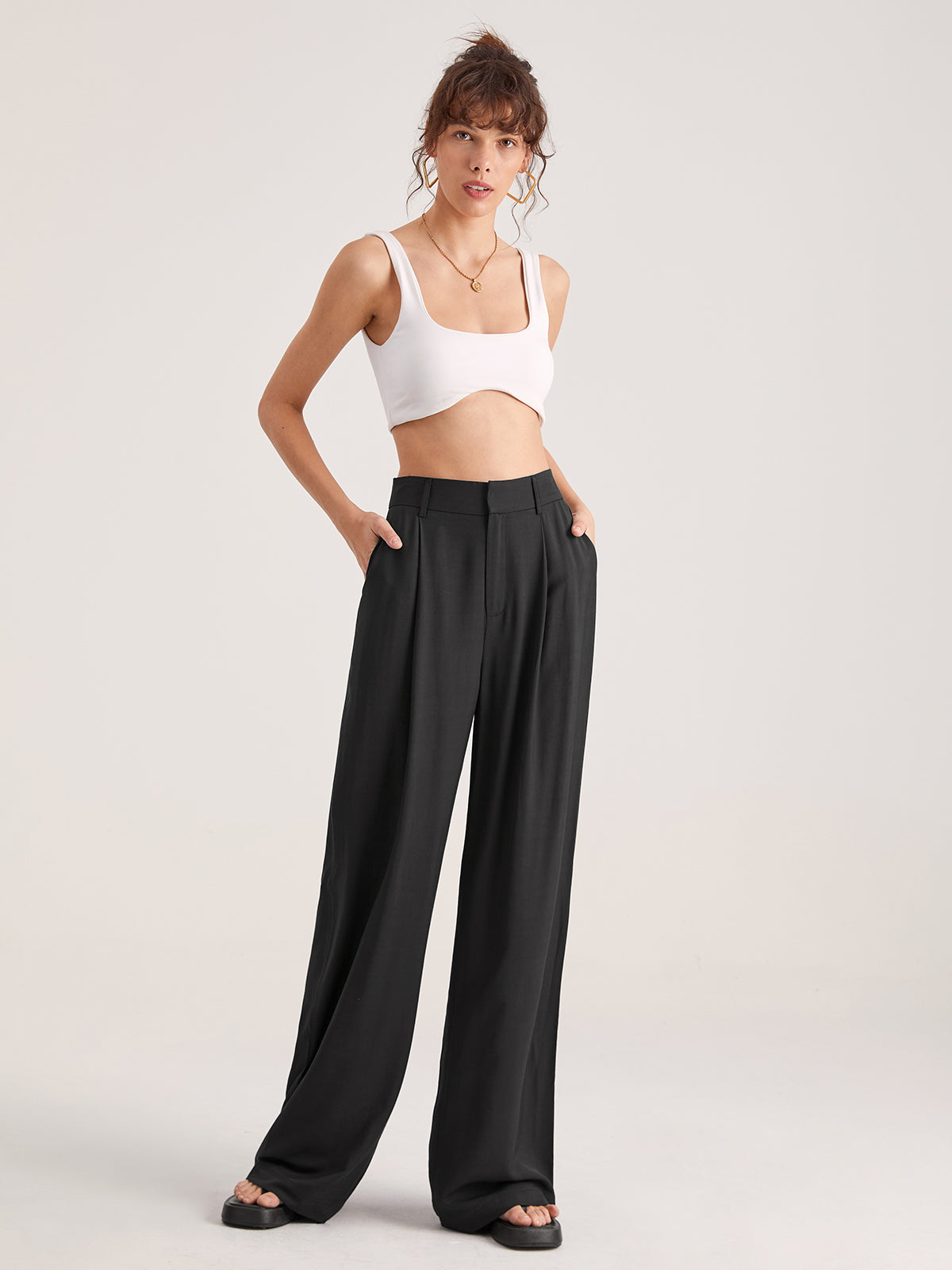 Nadia – Pantaloni a Faldini con Vita Alta