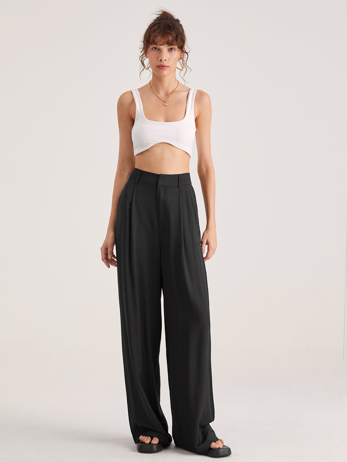 Nadia – Pantaloni a Faldini con Vita Alta