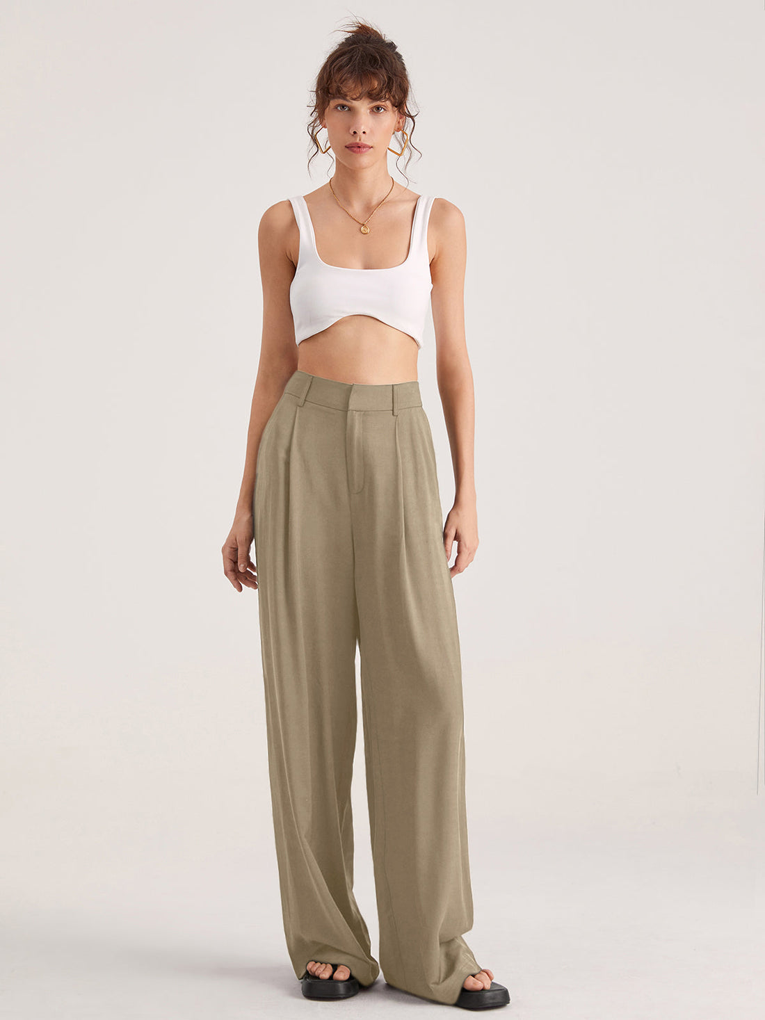 Nadia – Pantaloni a Faldini con Vita Alta