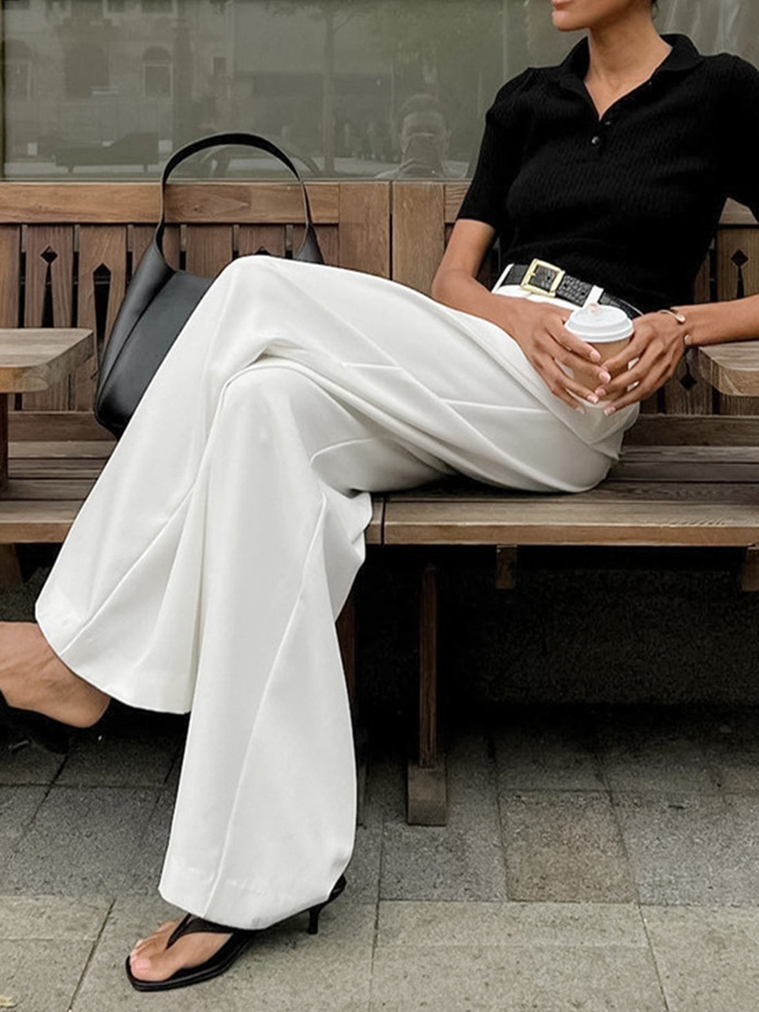 Marlene – Pantaloni in Tessuto Largo Senza Cintura