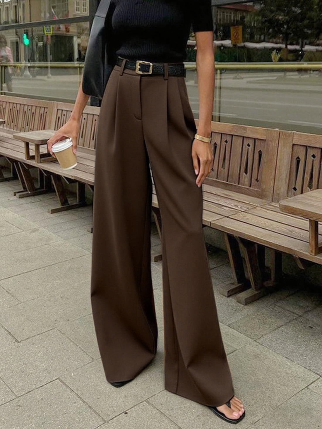 Marlene – Pantaloni in Tessuto Largo Senza Cintura