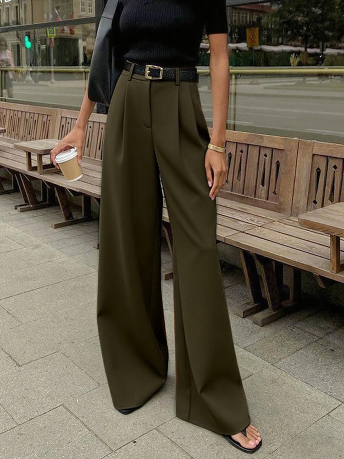 Marlene – Pantaloni in Tessuto Largo Senza Cintura