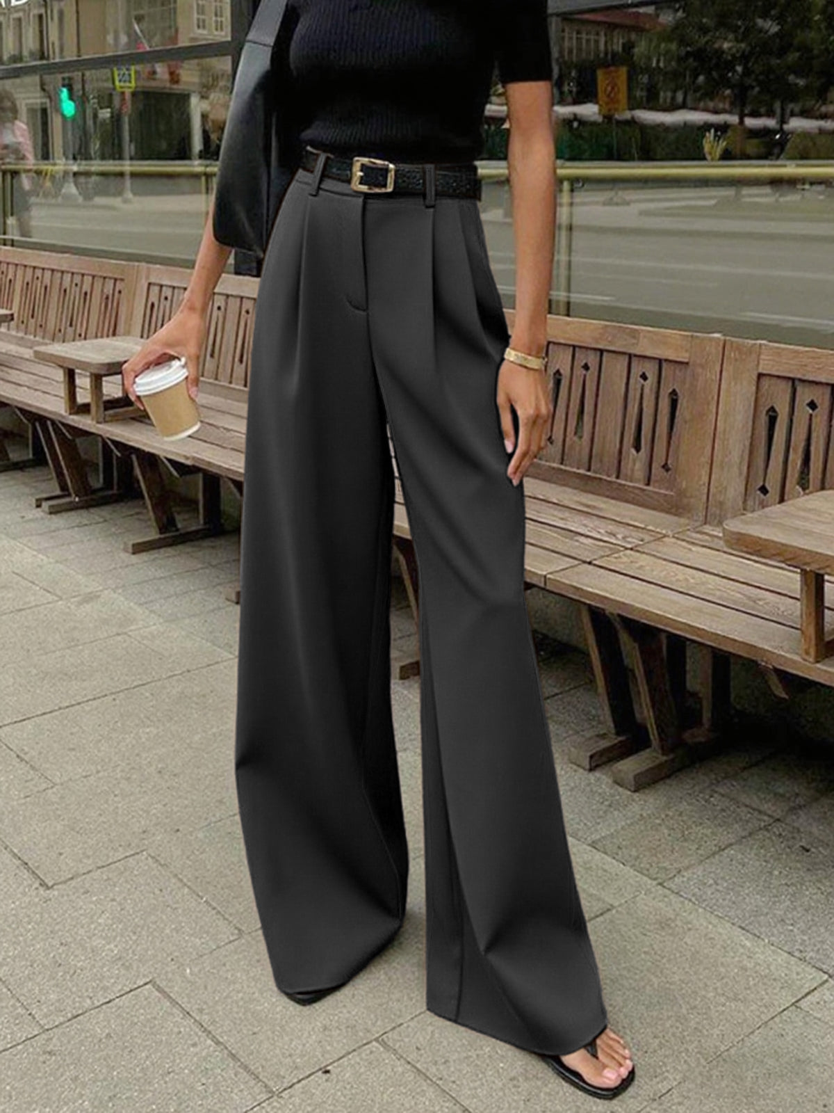 Marlene – Pantaloni in Tessuto Largo Senza Cintura