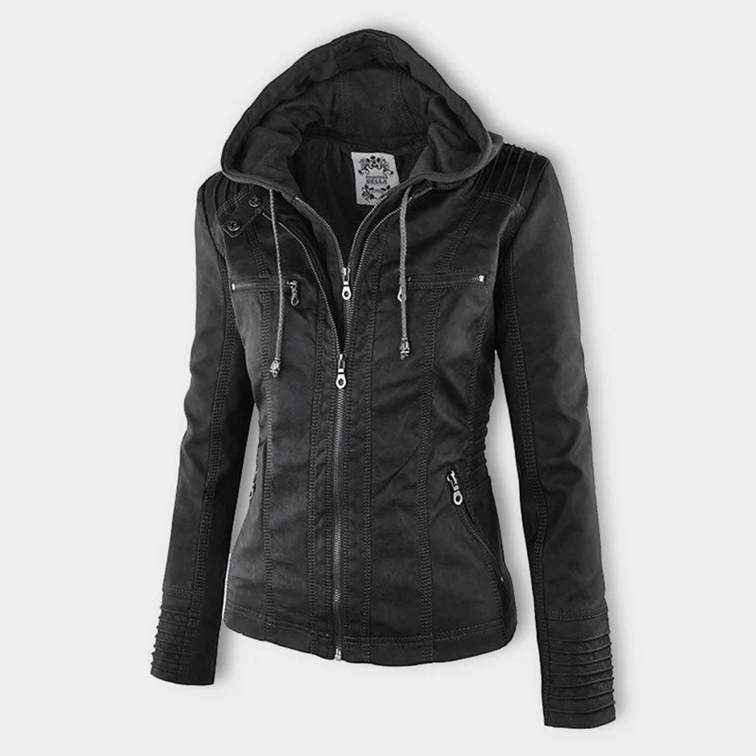 Valentina | Modern Leather Jacket with Hood