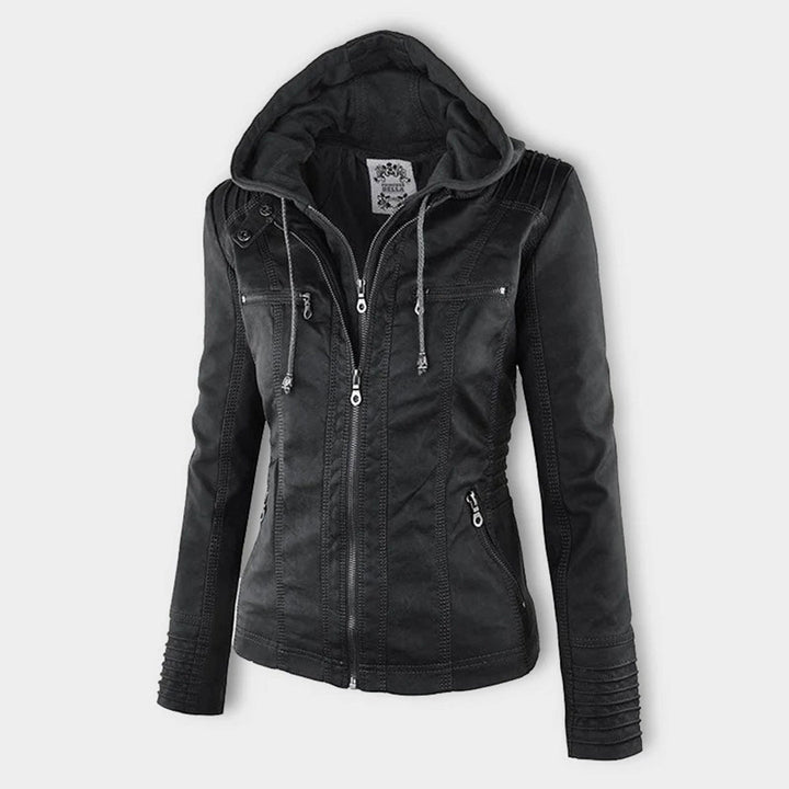 Valentina | Modern Leather Jacket with Hood