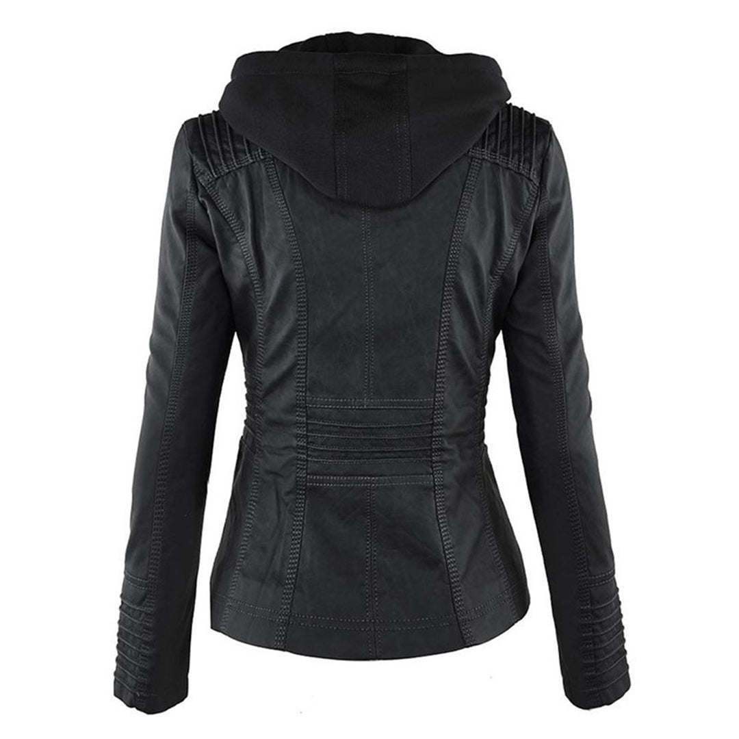 Valentina | Modern Leather Jacket with Hood