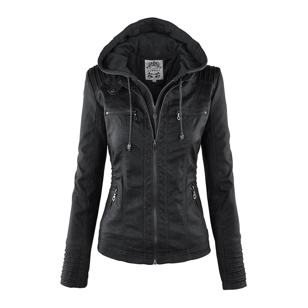 Valentina | Modern Leather Jacket with Hood