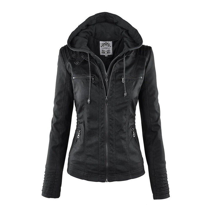 Valentina | Modern Leather Jacket with Hood