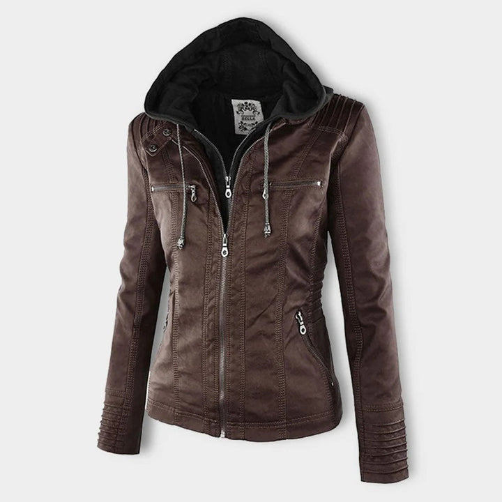 Valentina | Modern Leather Jacket with Hood