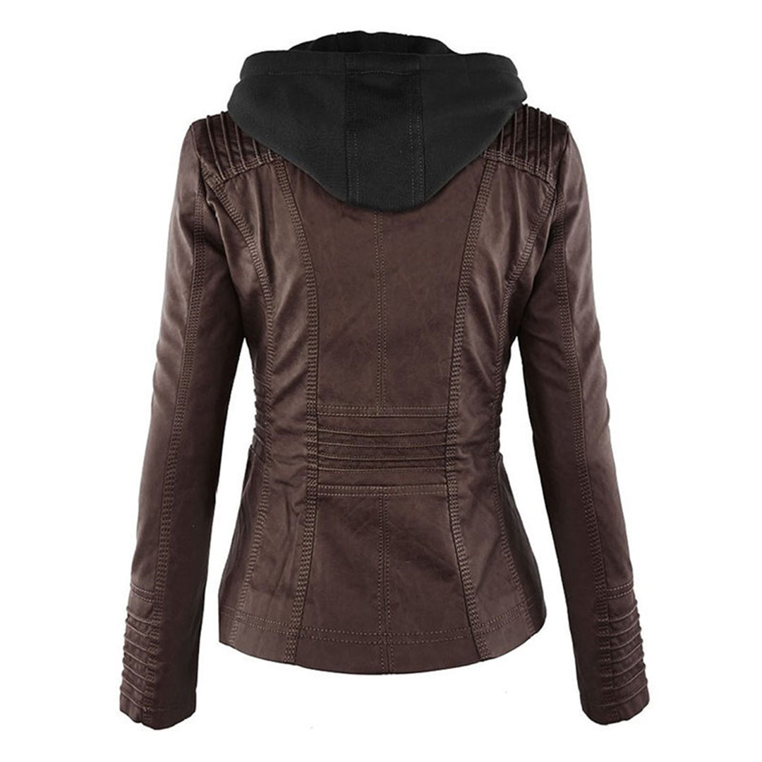 Valentina | Modern Leather Jacket with Hood