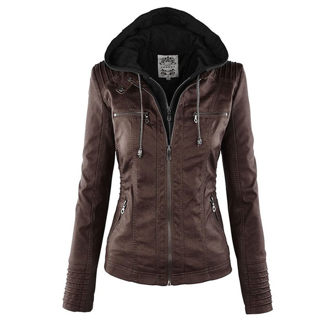 Valentina | Modern Leather Jacket with Hood
