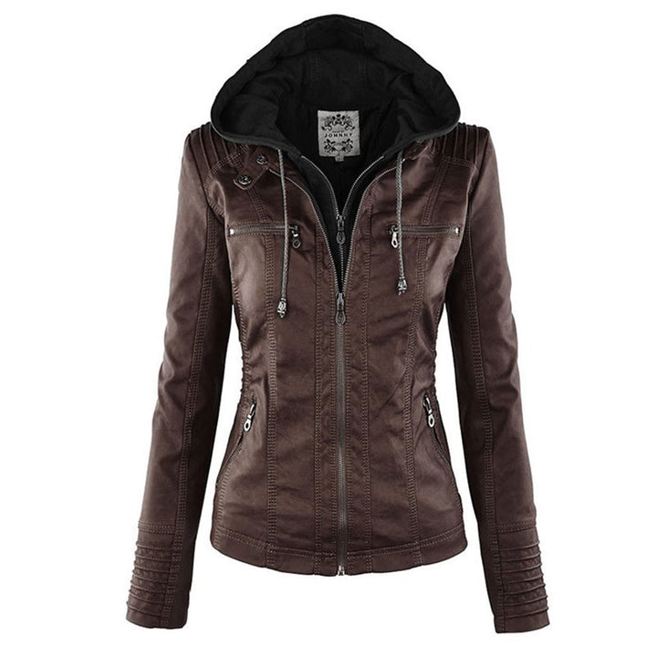 Valentina | Modern Leather Jacket with Hood