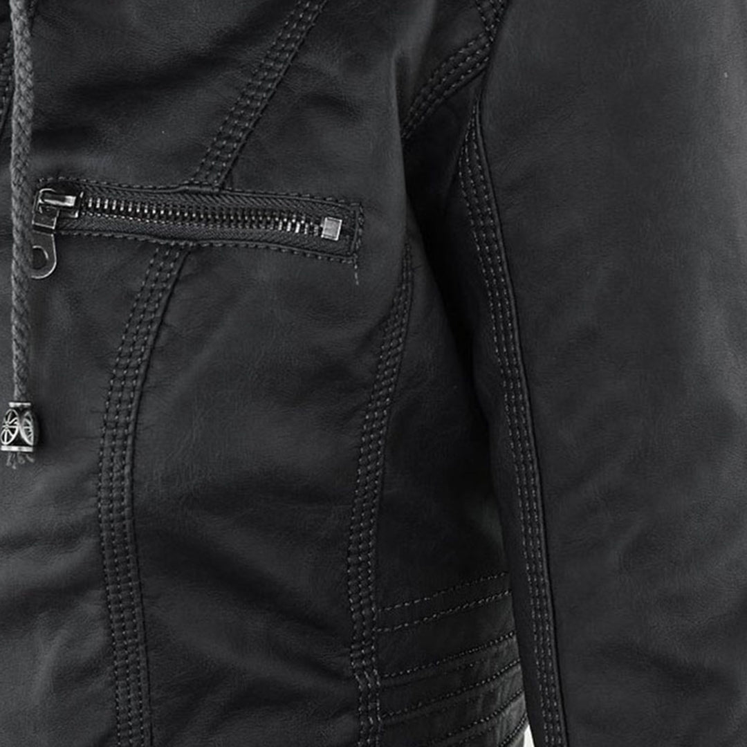 Valentina | Modern Leather Jacket with Hood
