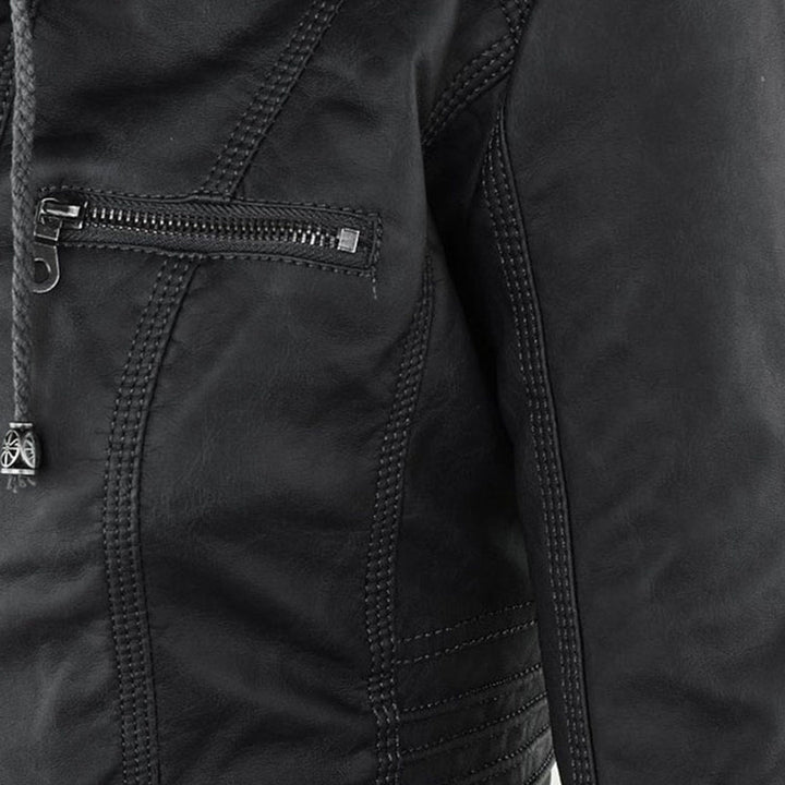 Valentina | Modern Leather Jacket with Hood