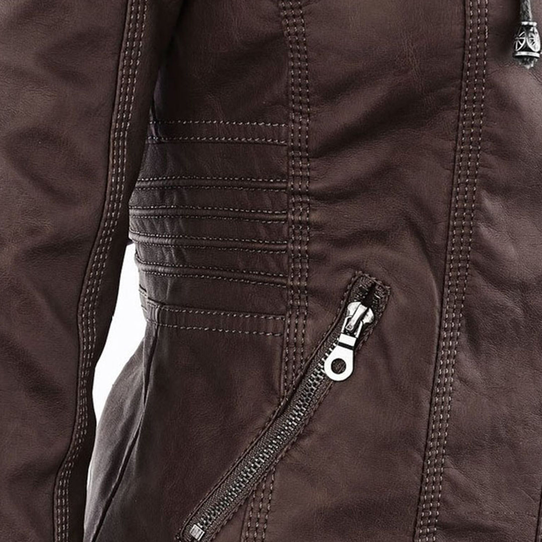 Valentina | Modern Leather Jacket with Hood